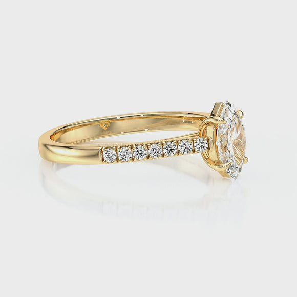 Solitaire accompagné émeraude et diamant Divine Idylle - 6