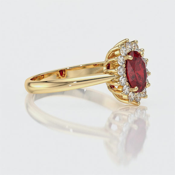 Bague entourage rubis et diamant Petite Pompadour
