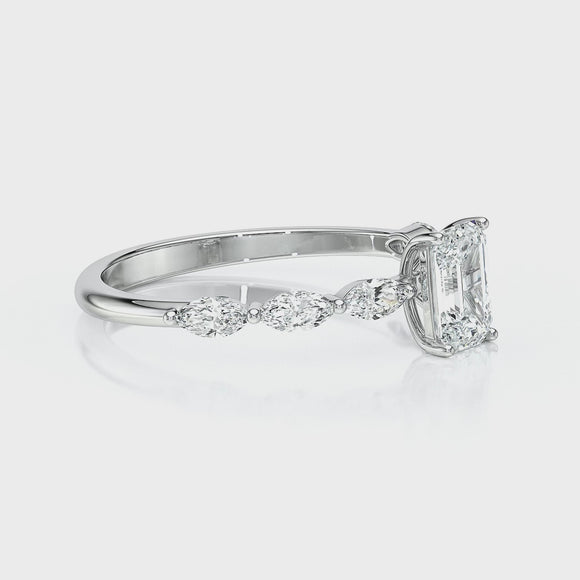 Solitaire accompagné saphir vert diamant Solstice - 4