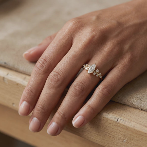 Solitaire accompagné rubis et diamant Pluie d'étoiles - 12