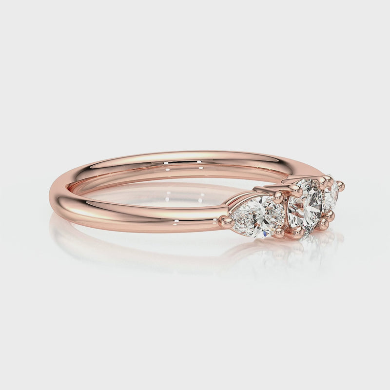 Bague trilogie diamant noir Coucher de Soleil - 5