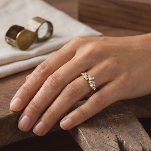 Bague émeraude et diamant Florale - 4