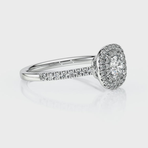 Bague entourage aigue-marine diamant Coup de Foudre - 7