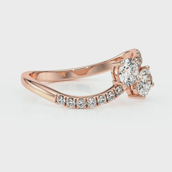 Solitaire accompagné diamant Toi et Moi - 4
