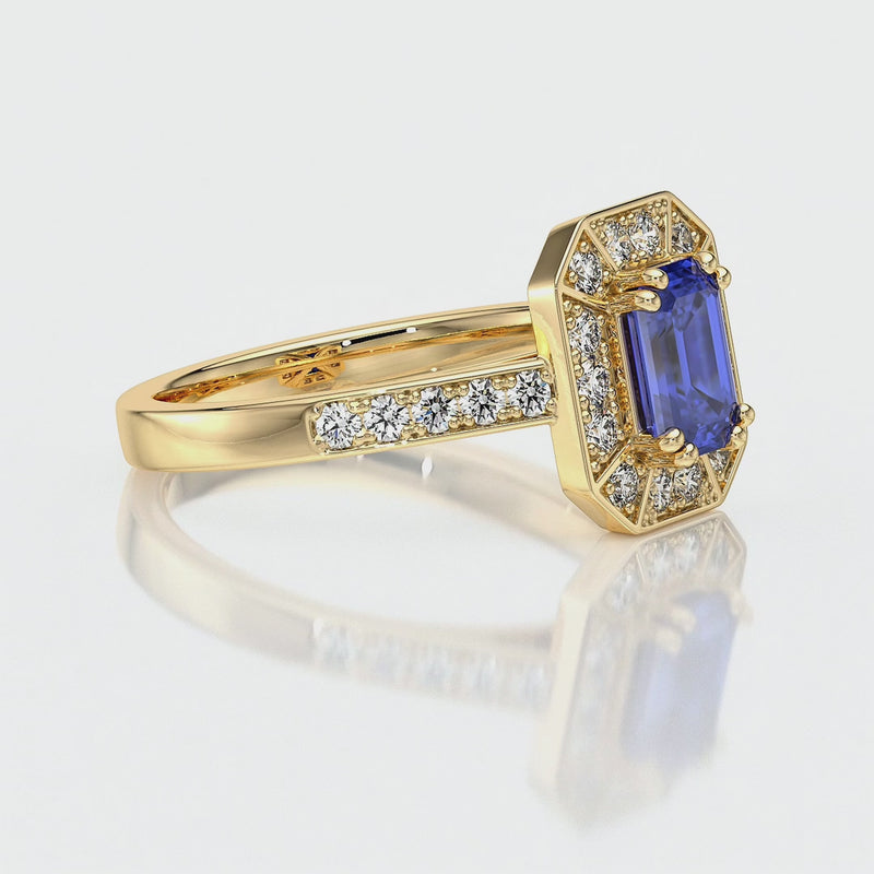 Bague entourage saphir et diamant Coup de Foudre - 6