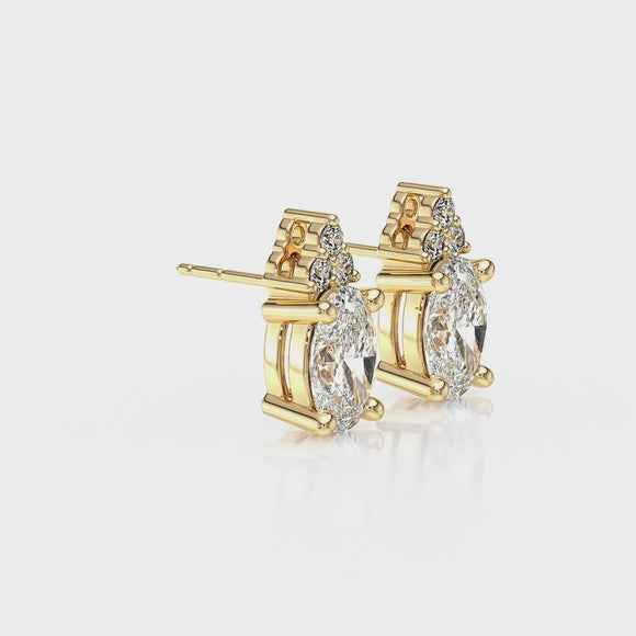 Boucles d'oreilles saphir vert diamant Coucher de Soleil - 5