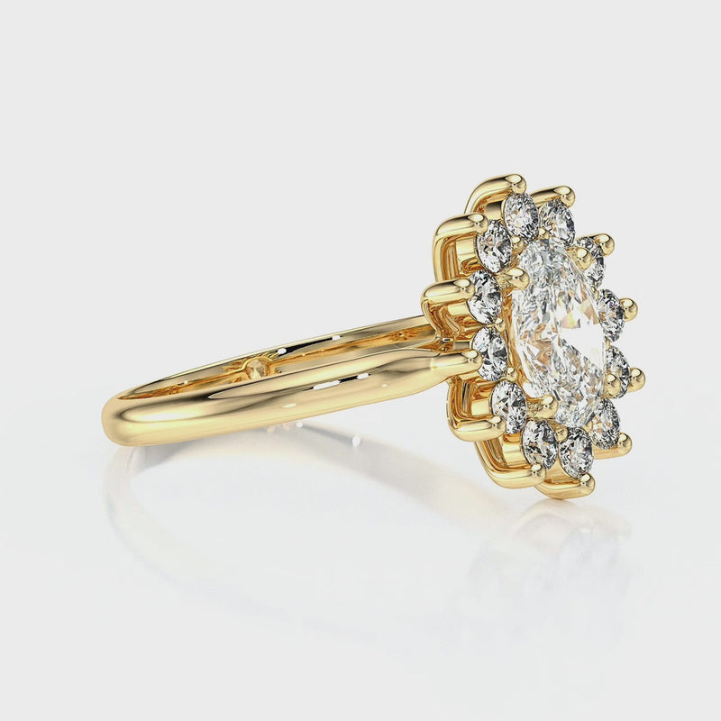 Bague entourage saphir rose et diamant Pompadour