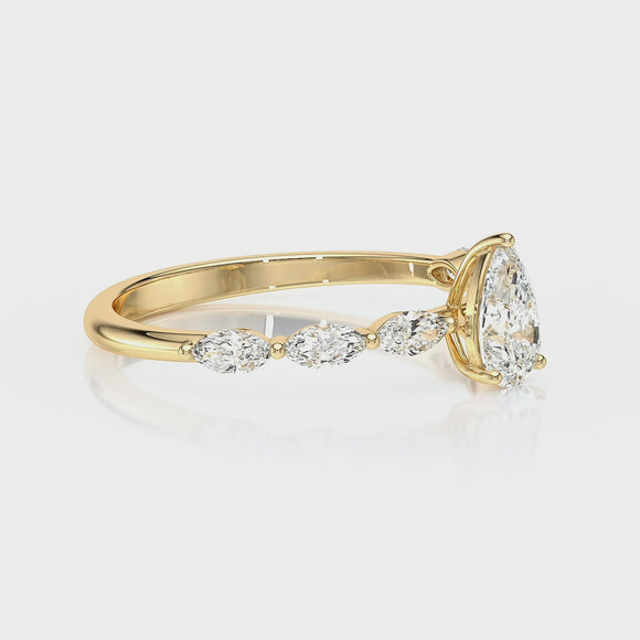 Solitaire accompagné améthyste diamant Solstice - 3