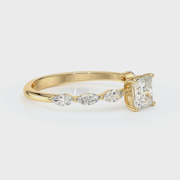 Solitaire accompagné diamant Solstice - 6