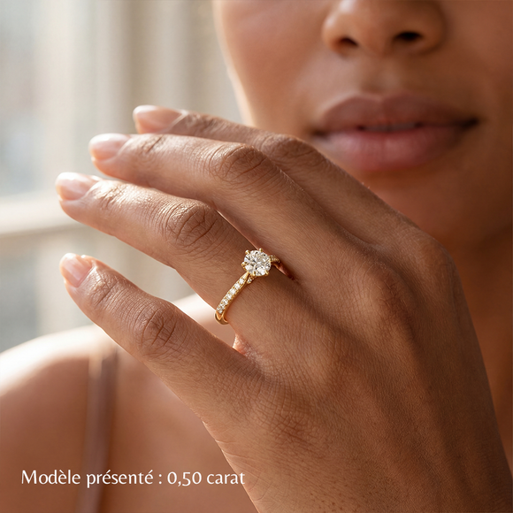 Solitaire accompagné saphir rose diamant Pluie d’étoiles - 18