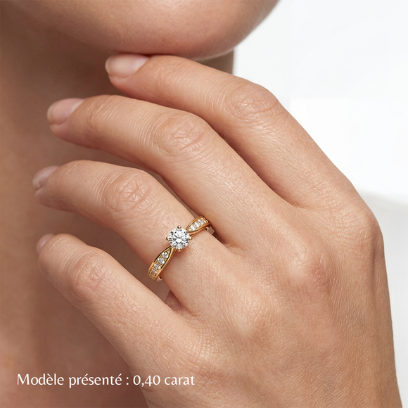 Solitaire accompagné diamant Pluie d’étoiles - 15
