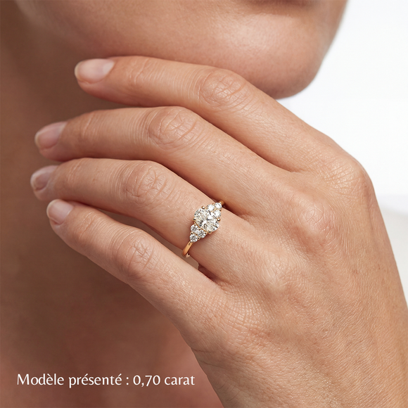 Solitaire accompagné diamant Divine Idylle - 7