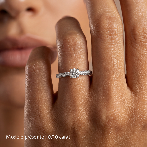 Solitaire accompagné diamant Pluie d'étoiles - 14