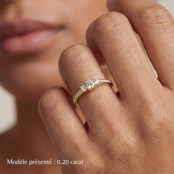 Solitaire accompagné tourmaline et diamant Pluie d’étoiles - 7
