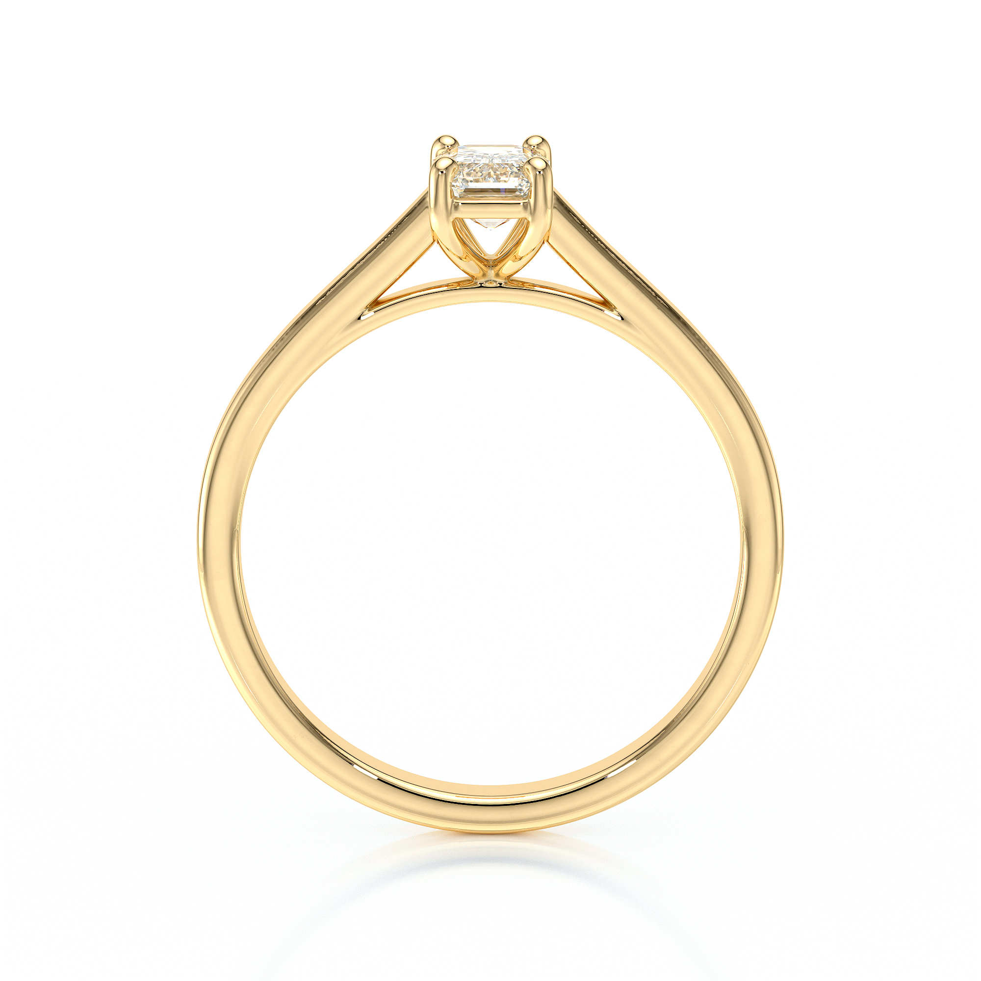 Solitaire en diamant serti de 4 griffes et une pierre taillée en émeraude, en or 18 carats