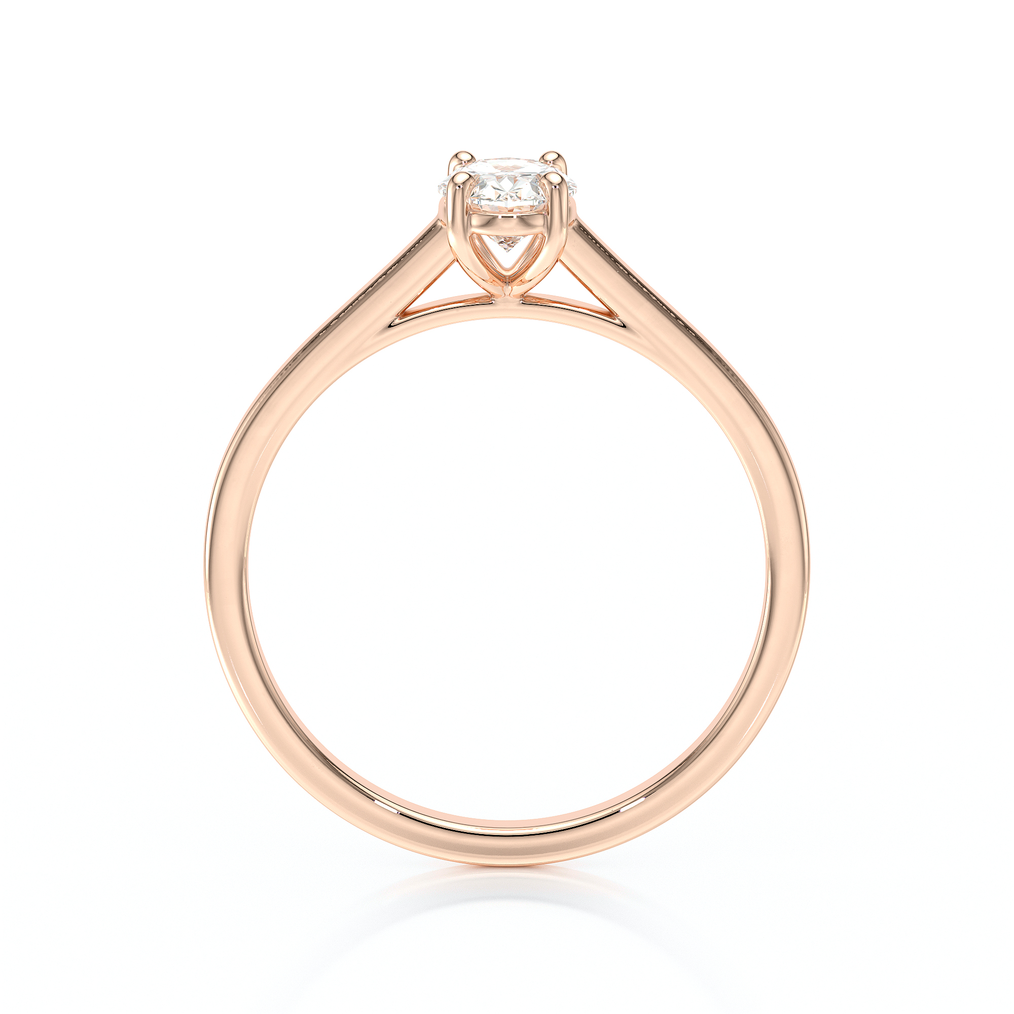 Solitaire en diamant serti de 4 griffes et une pierre taillée en ovale, en or 18 carats
