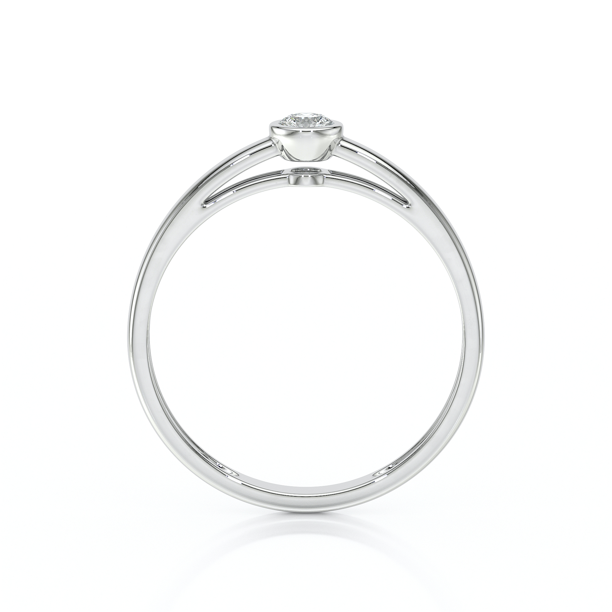 Bague de fiançailles élégante en argent avec un diamant brillant monté en hauteur, mettant en valeur un design moderne et épuré. Cette bague présente un corps lisse et poli, accentué par des lignes délicates qui ajoutent sophistication et glamour, idéale pour une proposition romantique ou un cadeau spécial.