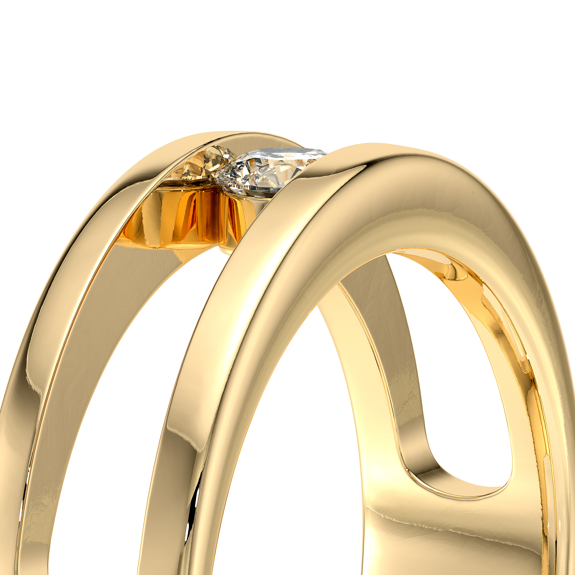 Bague en or élégant avec un diamant brillant, modèle sophistiqué et contemporain. Merveilleux à porter pour les fiançailles ou les occasions spéciales, cette bague arbore des lignes épurées et une finition polie, capturant la lumière de manière éblouissante.