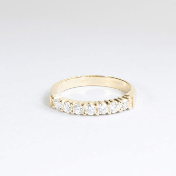 Bague en or avec un design élégant, ornée de plusieurs diamants brillants. Ce modèle de bague est parfait pour les fiançailles ou comme bijou de luxe, mettant en valeur la qualité des gemmes et le savoir-faire artisanal. Idéale pour un cadeau mémorable ou pour compléter une tenue sophistiquée. Modèle + diamant.