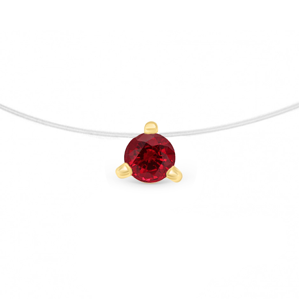 Collier en or 18 carats avec pendentif en forme de diamant, orné d'un rubis rouge brillant et élégant, mettant en valeur un design raffiné et moderne. Parfait pour les occasions spéciales ou au quotidien, le bijou se combine à toutes les tenues.
