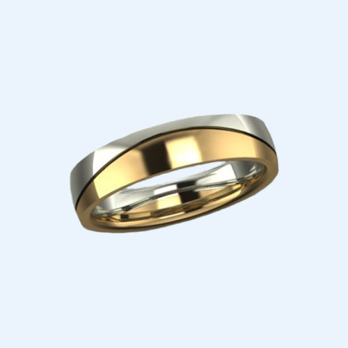 Alliance bicolore - motif vague - Or jaune et blanc 18 carats Alliance bicolore - motif vague - Or jaune et blanc 18 carats