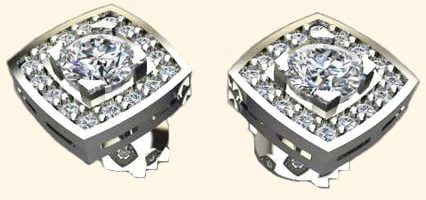 Boucle carré - Or blanc 18 carats - Diamants Boucle carré - Or blanc 18 carats - Diamants
