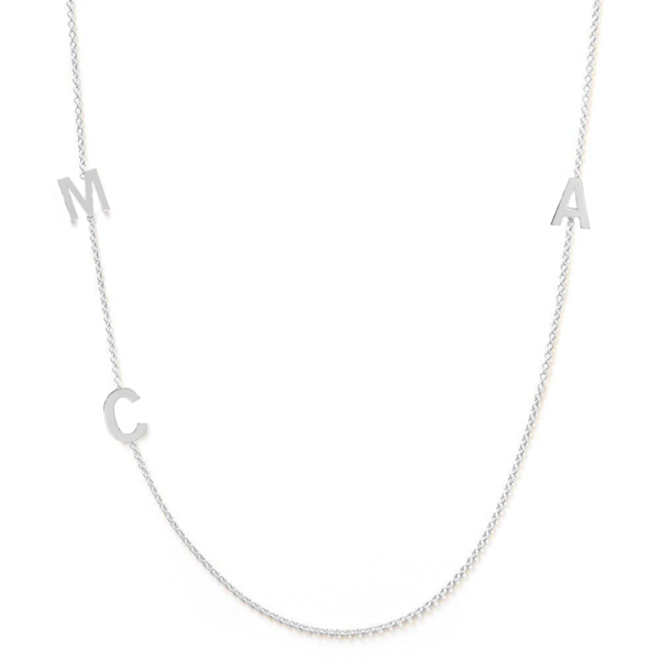 Collier 3 lettres personnalisées or blanc