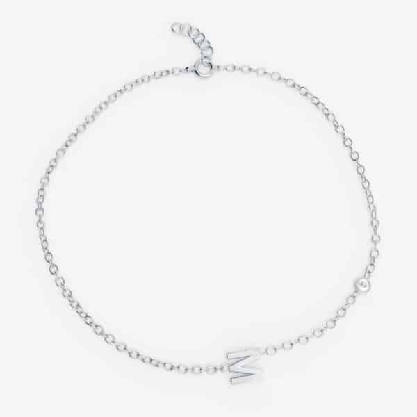 Bracelet lettre personnalisée diamant - Or blanc 18 carats