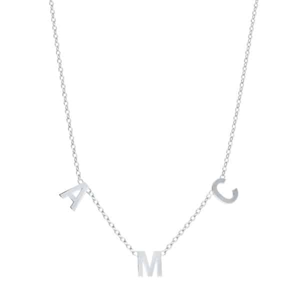 Collier 3 lettres personnalisées - Or blanc 18 carats