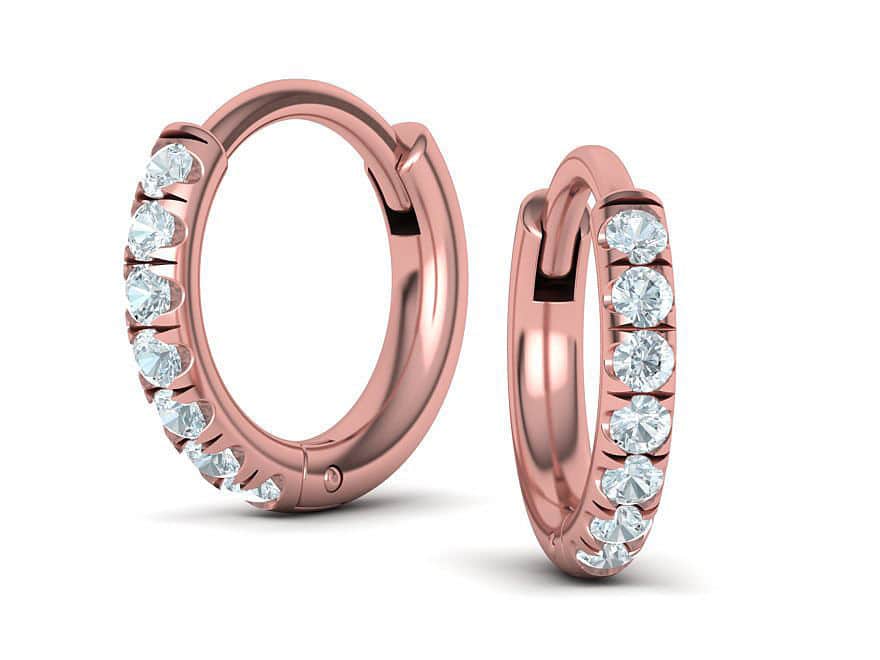 Mini Créoles Théa Or 18K diamants  Djoline Joailliers Or 18K Prix à  L'unité - Or Rose 18K