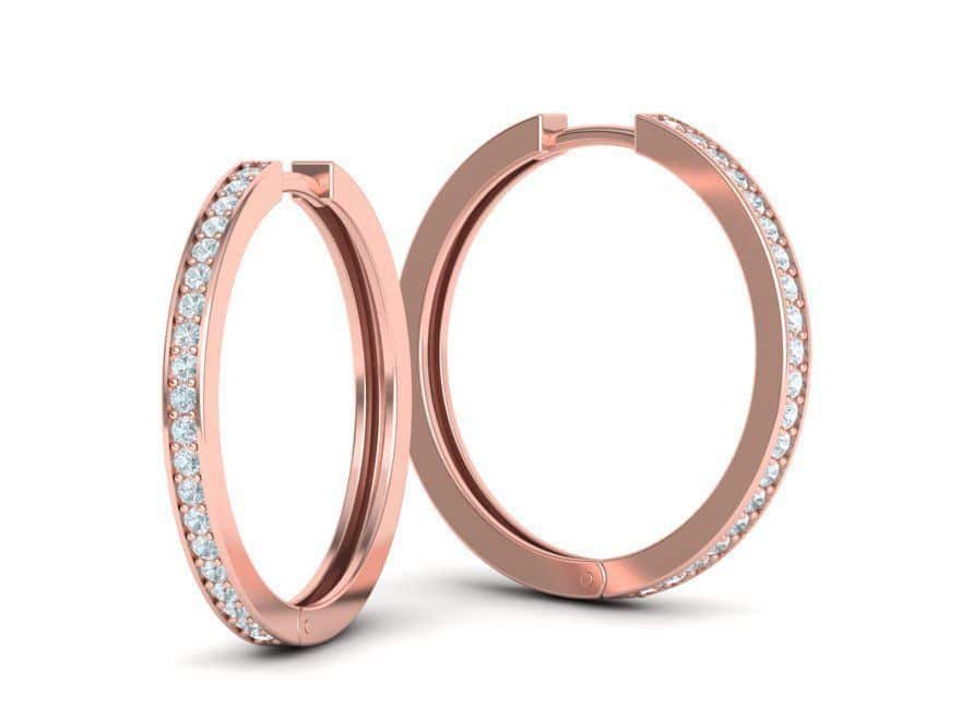 boucles-d-oreilles-creoles-diamant-or-rose-serti-grain-moyen-modele