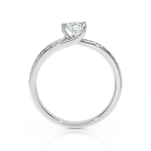 Solitaire en forme de lasso serti de diamants ajouré en or 18 carats