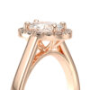 Bague de fiançailles en or rose 18 carats forme ovale avec un diamant ovale entouré de diamants ronds