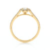 Bague de fiançailles en or jaune 18 carats forme ovale avec un diamant ovale entouré de diamants ronds
