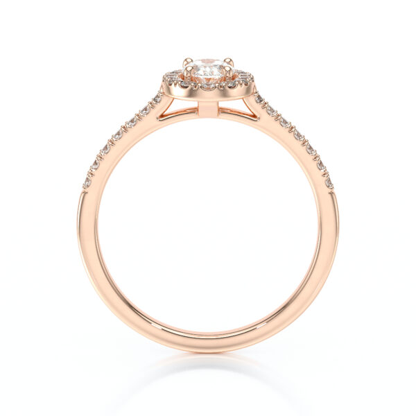 Bague de fiançailles en or jaune 18 carats forme ovale avec un diamant ovale entouré de diamants ronds
