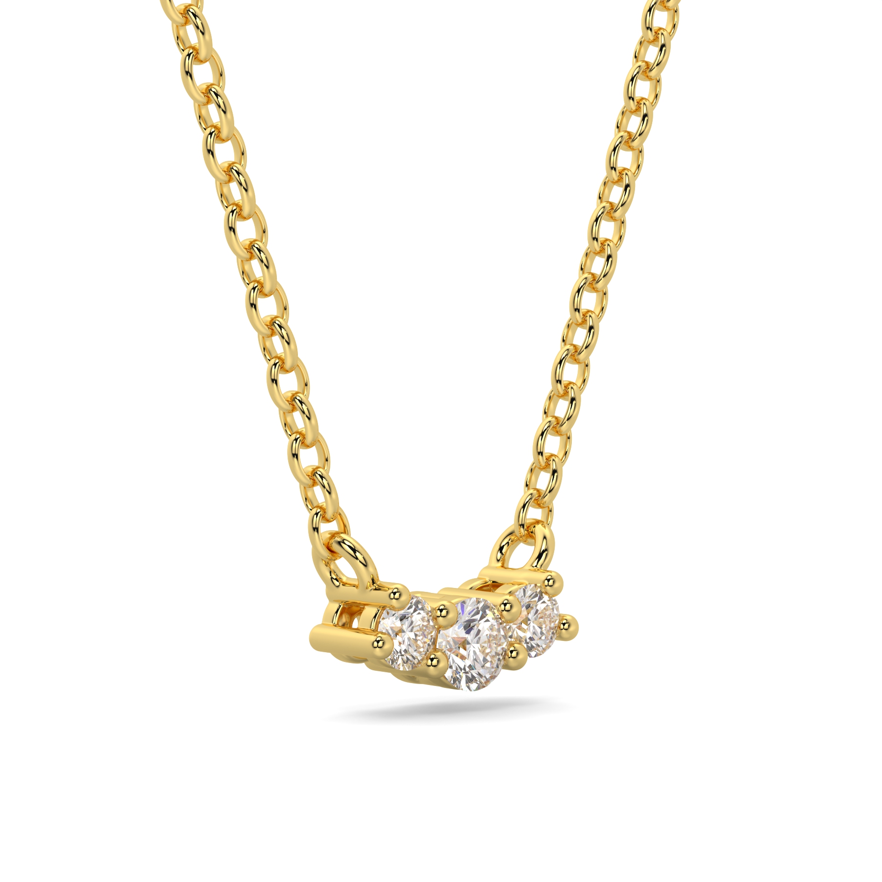 Collier en or jaune avec pendentif en diamant brillant, mettant en avant un design élégant et moderne. Ce bijou précieux est orné de plusieurs diamants ronds scintillants, parfait pour les occasions spéciales ou un usage quotidien. Idéal comme cadeau pour un anniversaire ou une célébration, ce collier allie sophistication et style. Modèle + diamant.