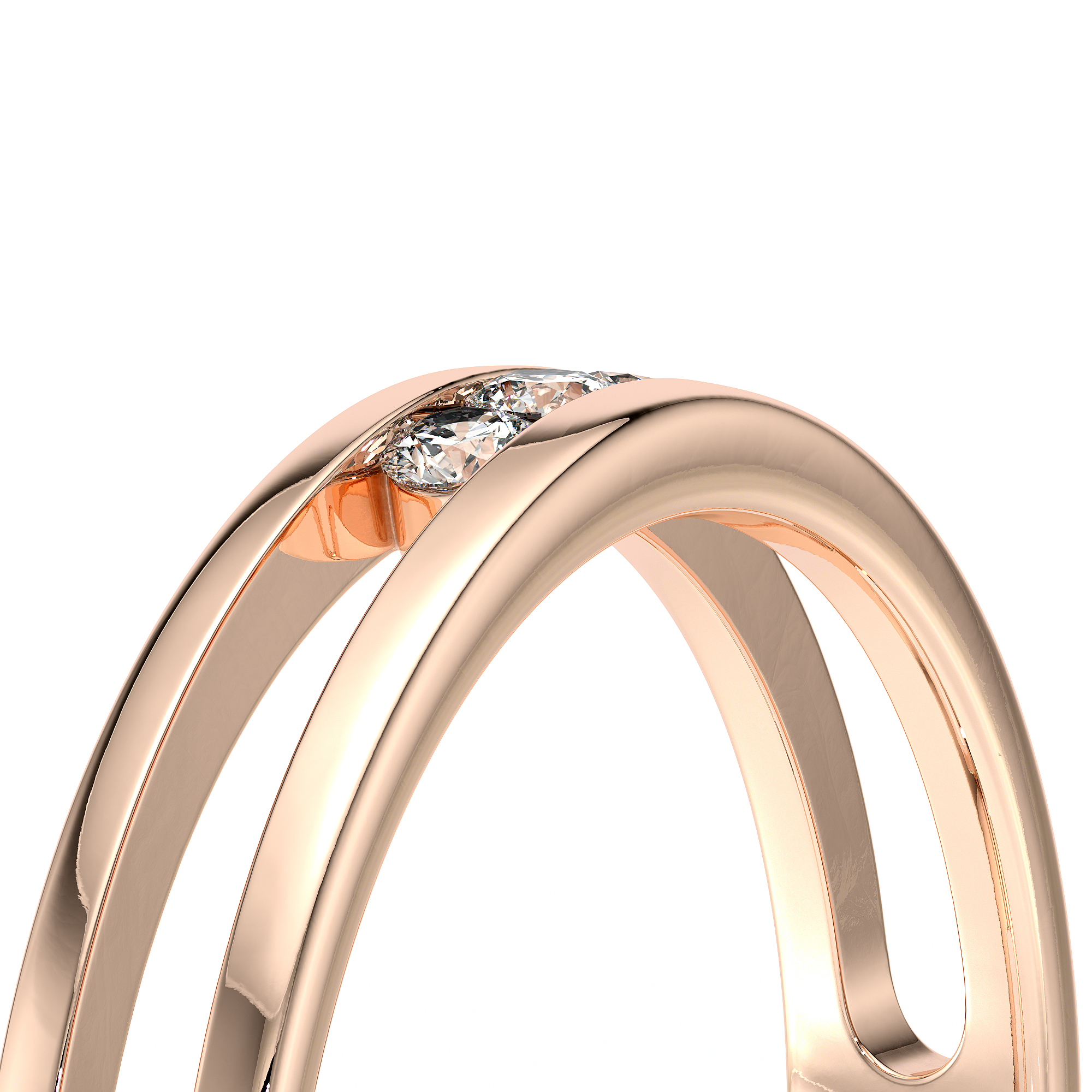 Bague en or rose moderne avec un design épuré, présentant un diamant brillant serti de manière délicate, idéale pour une occasion spéciale ou comme symbole d'engagement. Cette bague, ravissante et élégante, met en valeur un style contemporain. Modèle + diamant.