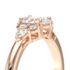 Solitaire épaulé bague diamant ovale, diamant poire et diamant rond or rose 18 carats