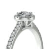 Bague en forme ronde en or blanc 18 carats avec des diamants sertis à la main