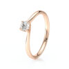 Solitaire diamant pour fiançailles avec un diamant rond serti de 4 griffes et un coeur sous le diamant, monté sur or 18 carats