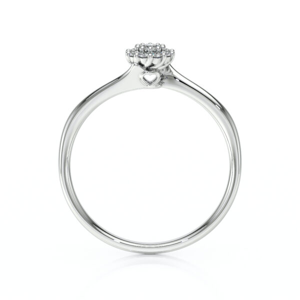 Bague en forme ronde en or blanc 18 carats avec des diamants sertis à la main