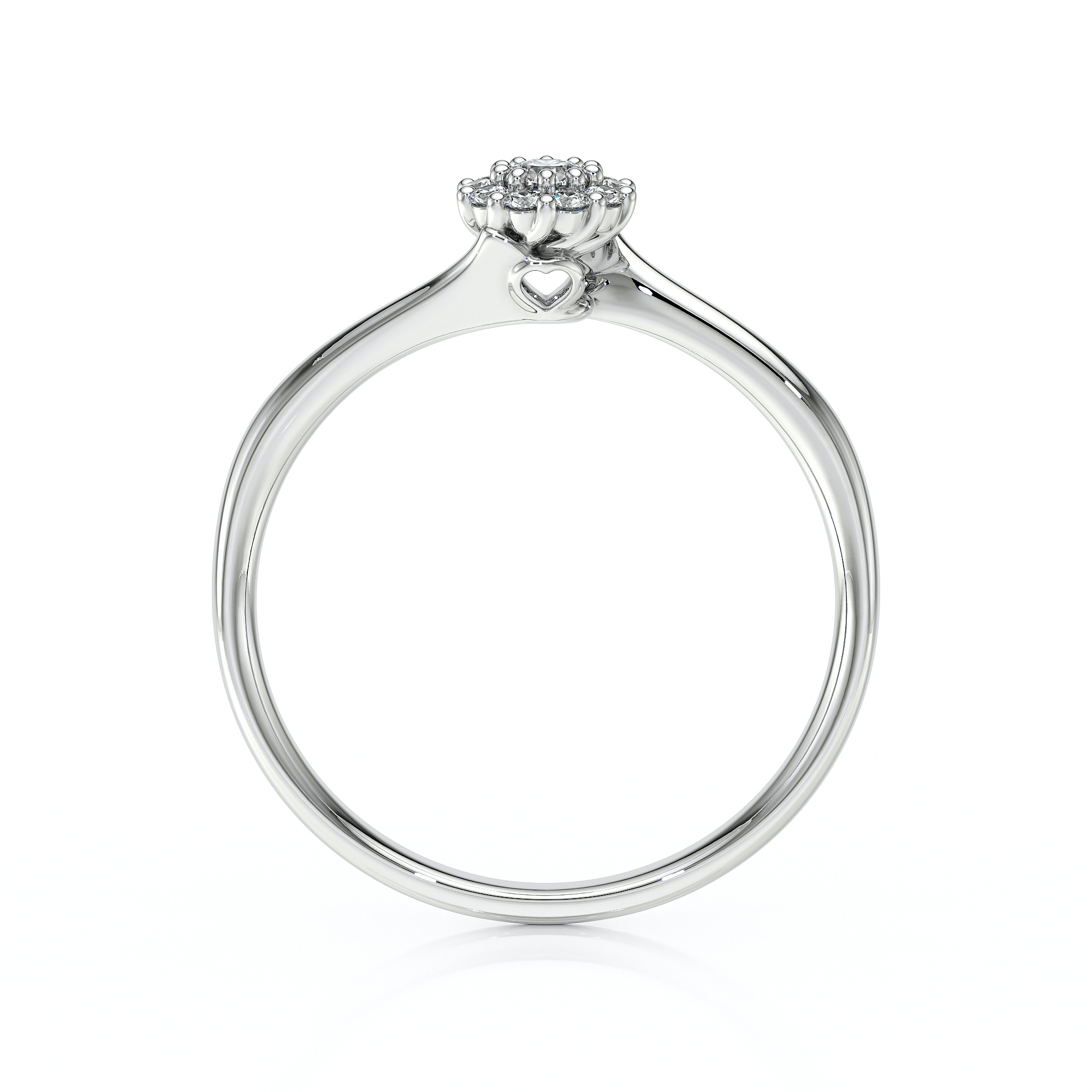 Bague en forme ronde en or blanc 18 carats avec des diamants sertis à la main