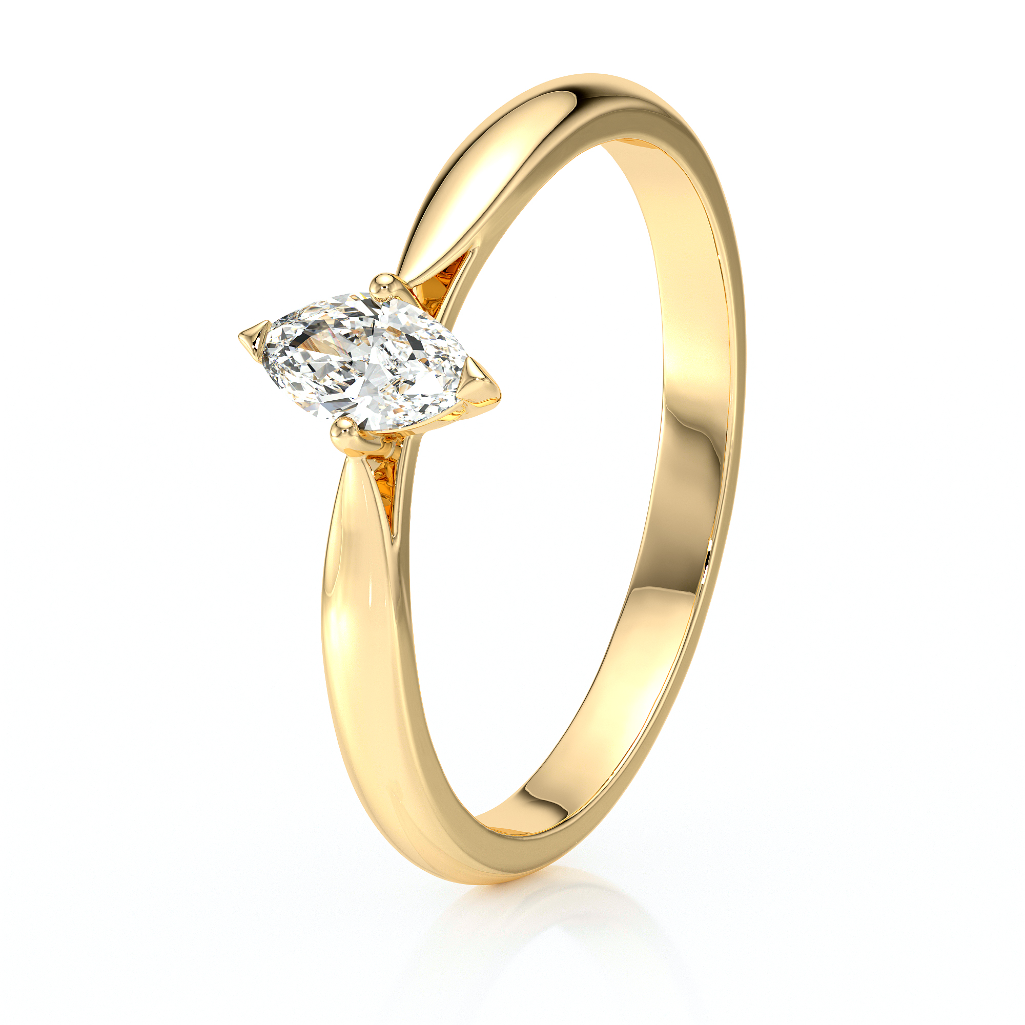 Bague en or élégant avec un diamant en forme de poire, représentant un bijou de luxe parfait pour les fiançailles ou un cadeau spécial. Design minimaliste et raffiné mettant en valeur le diamant brillant, idéal pour une proposition romantique.