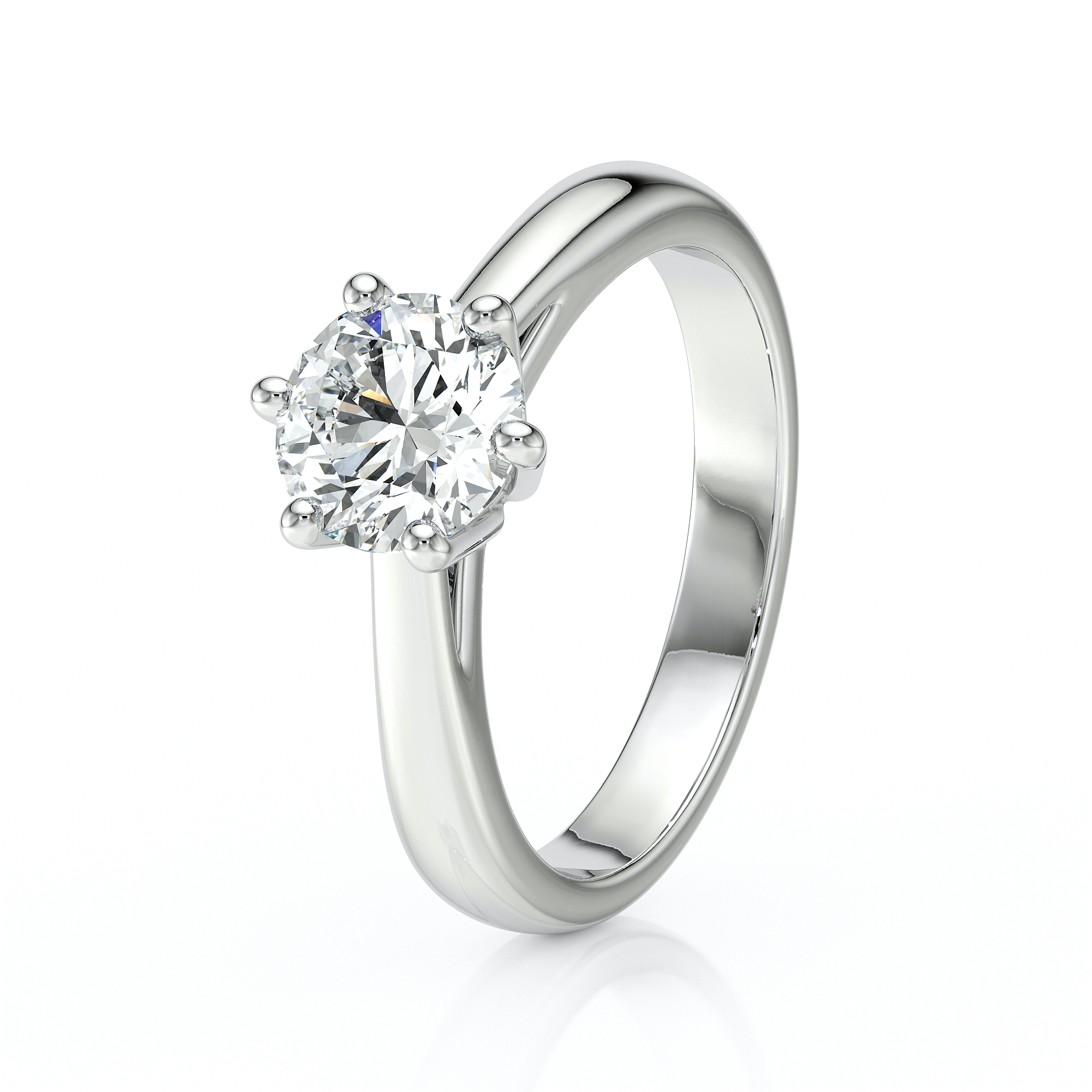 Bague en or blanc avec un diamant brillant monté sur une tige lisse, idéale pour les fiançailles ou comme bijou de luxe. Cette bague classique arbore un design élégant, mettant en valeur une pierre précieuse centrale, parfaite pour célébrer des occasions spéciales ou exprimer un amour éternel.