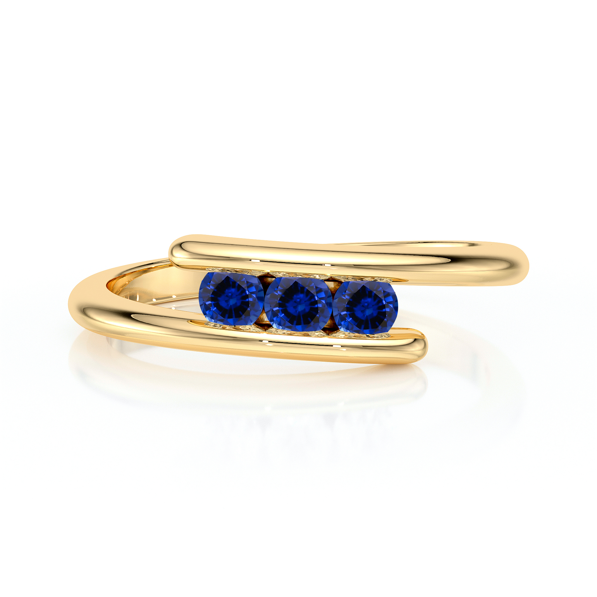 Bague en or moderne avec trois diamants bleu en forme de poire, design élégant et contemporain, idéale pour les occasions spéciales et un accessoire de mode chic. Parfaite pour afficher un style unique et sophistiqué.