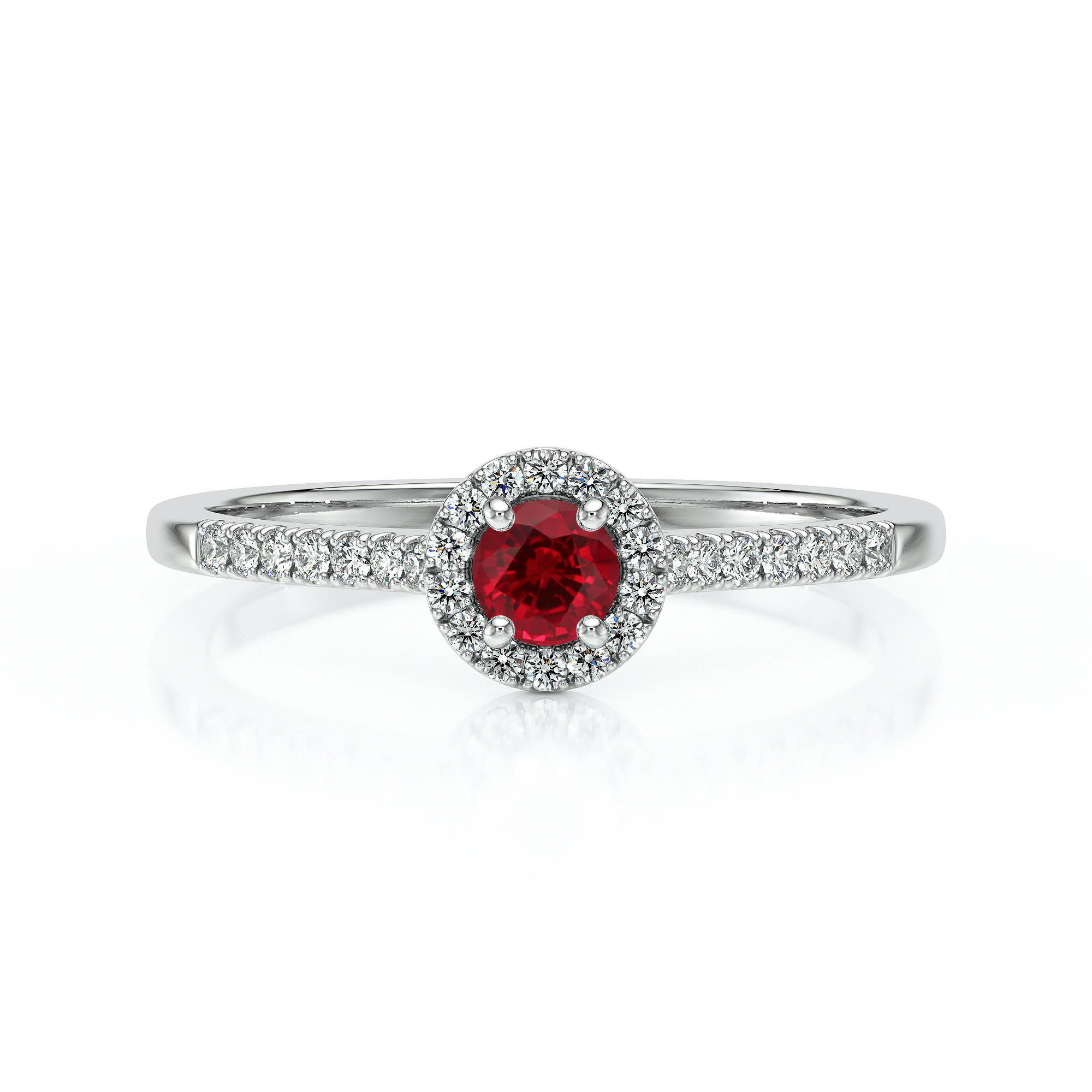 Bague en or blanc ornée d'un magnifique diamant central rouge entouré de diamants éclatants. Idéale pour une demande en mariage ou un cadeau spécial, cette bague allie élégance et glamour, mettant en valeur le modèle éblouissant et le contraste du diamant rouge et des diamants incolores.