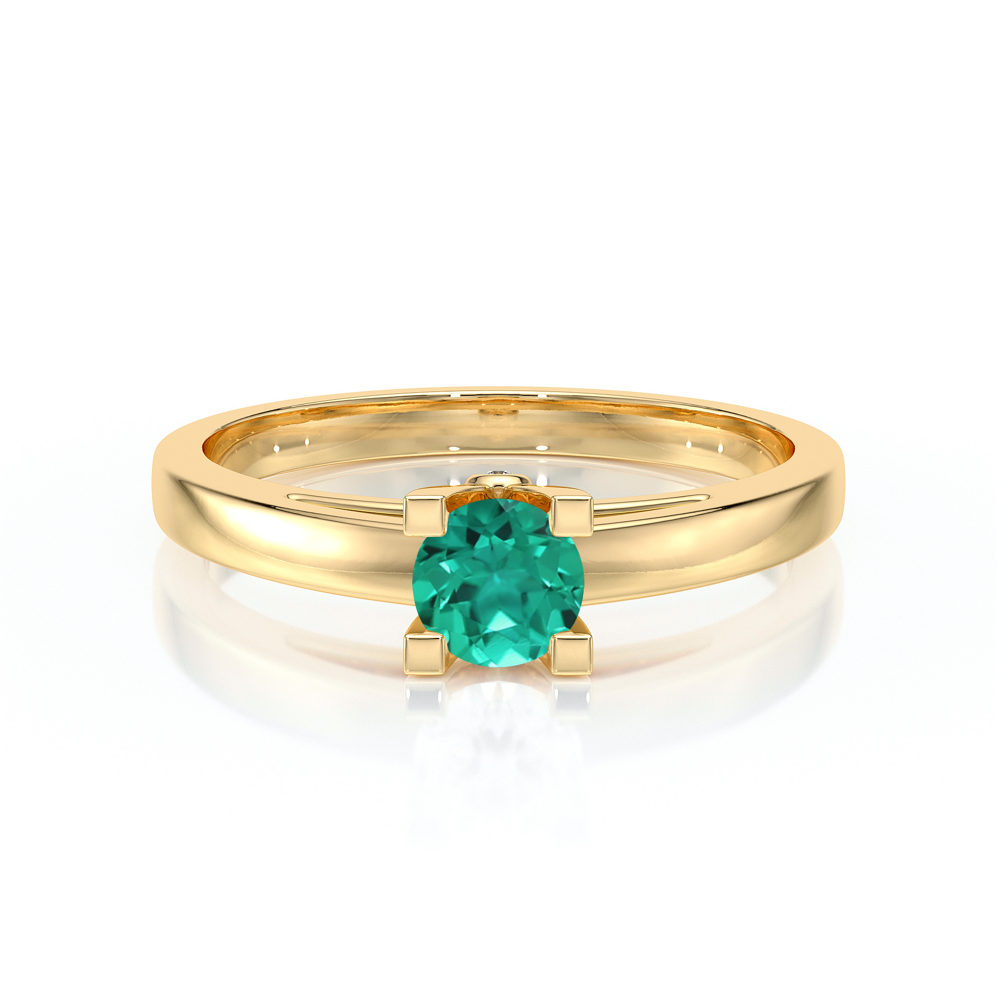 Bague en or avec un diamant de couleur turquoise, mise en valeur par un élégant design moderne. Cette pièce raffinée est parfaite pour les fiançailles ou comme bijou de luxe. Son style unique et sa finition brillante font de cette bague un choix idéal pour les amateurs de joaillerie contemporaine.