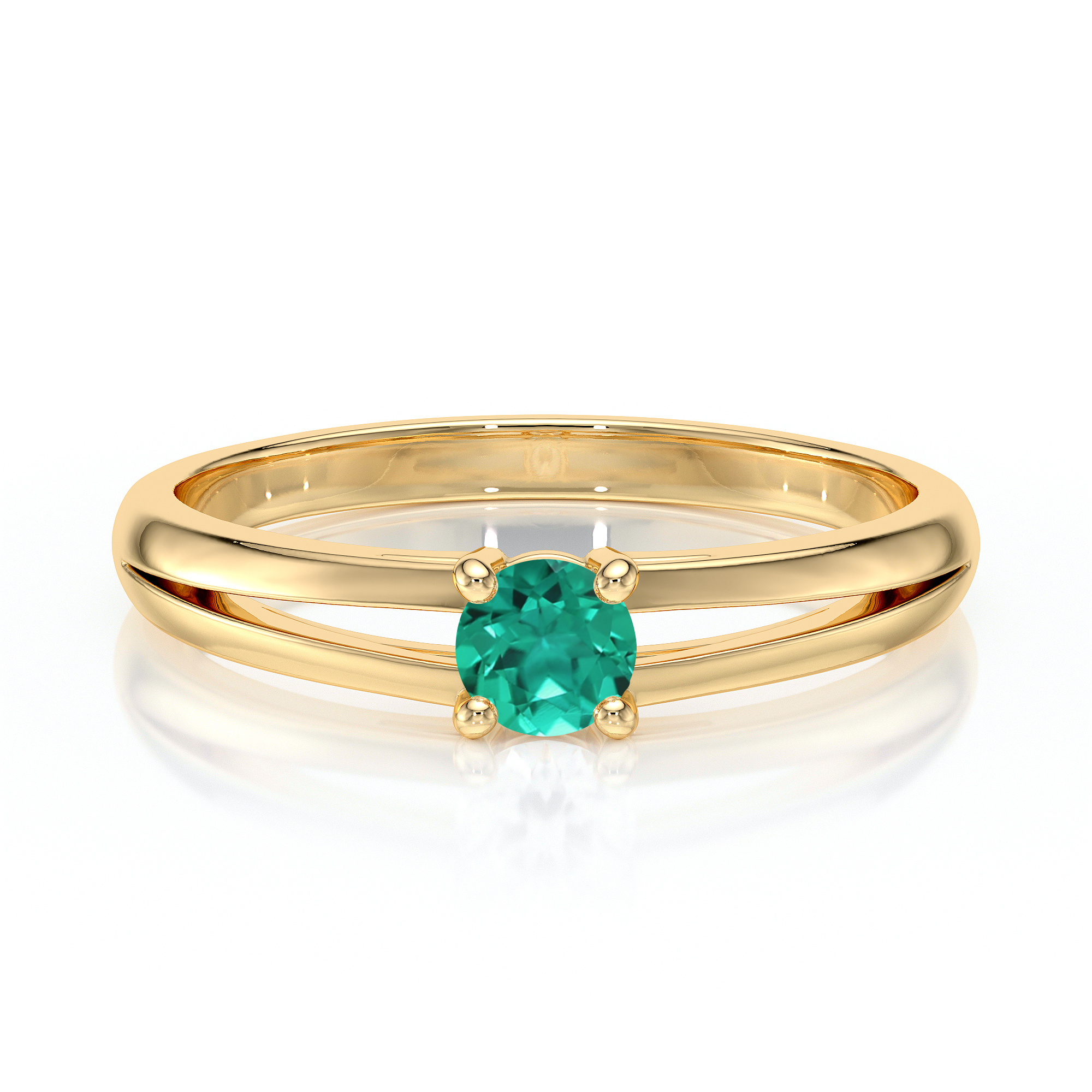 Bague en or avec un design élégant, présentant un diamant turquoise au centre. La monture dispose de deux bandes dorées et un éclat brillant, idéale pour les fiançailles ou comme bijou de luxe. Parfaite pour ceux qui recherchent une pièce unique et raffinée.