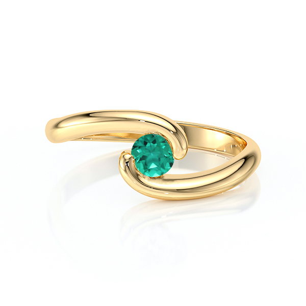 Bague en or jaune élégante ornée d'un diamant turquoise, design moderne et raffiné, parfaite pour un bijou de mariage ou une occasion spéciale, mettant en valeur un style unique et tendance.