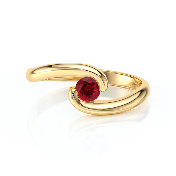 Bague en or jaune au design contemporain, mettant en valeur un magnifique diamant rouge oval, parfaite pour un cadeau romantique ou un accessoire de mode élégant. Idéale pour les fiançailles ou un événement spécial, cette bague combine style moderne et élégance intemporelle.